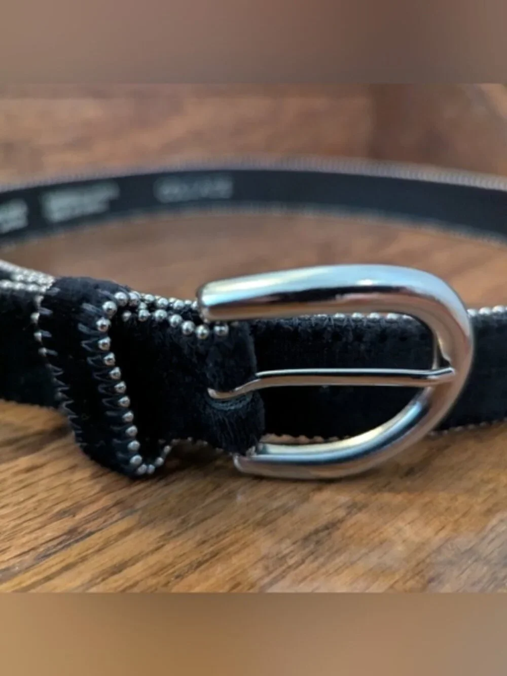 Vintage Y2K belt edged with silver-coloured metal beads Size large